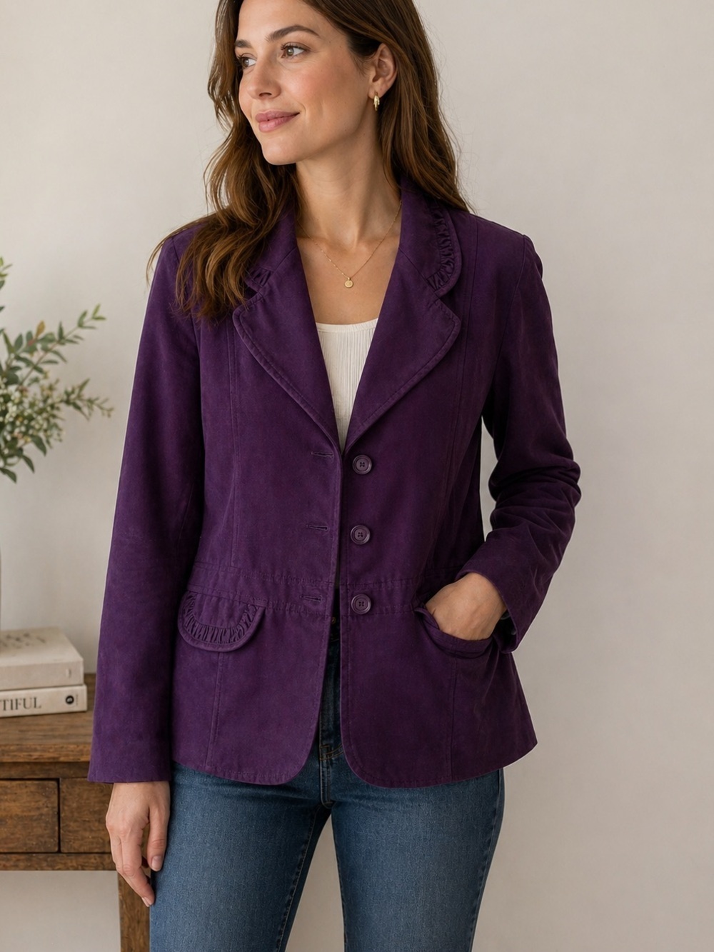 Alfred Dunner Purple Blazer Size 14 Business Casual Jacket